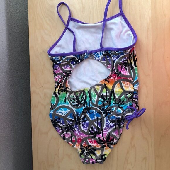 Joe Boxer One Piece Swimsuit - Peace Signs & Palm Trees - Picture 3 of 4